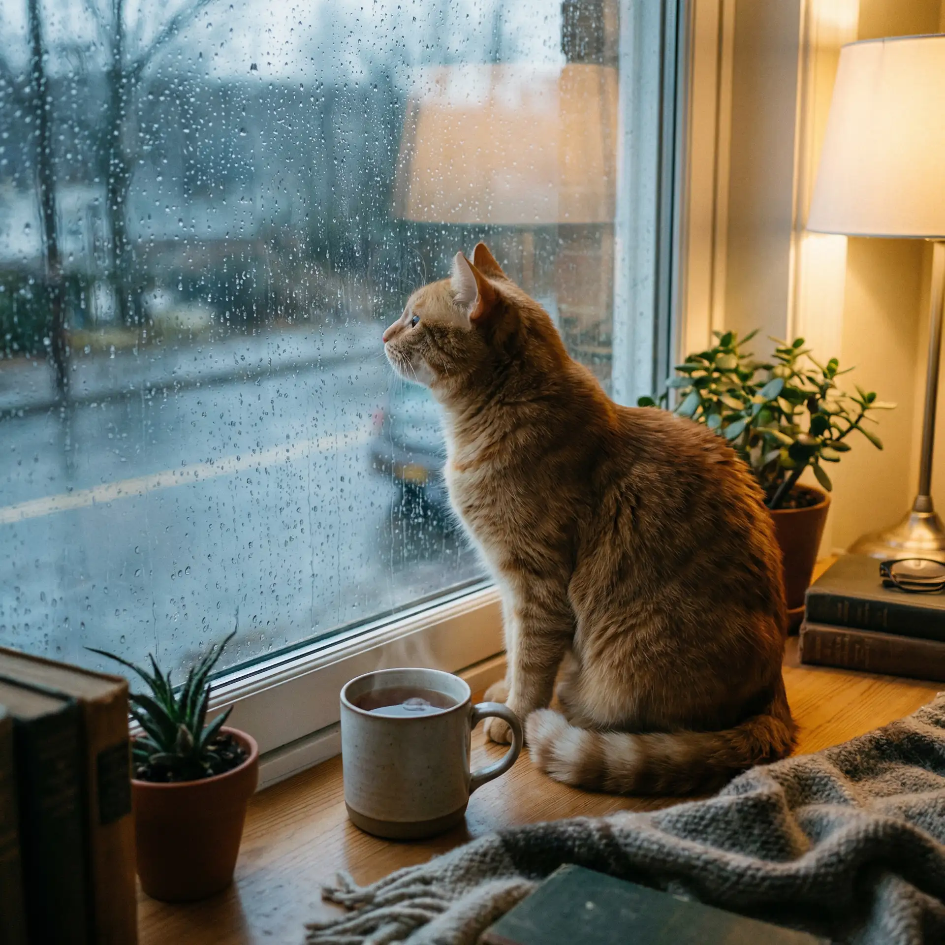猫咪望着窗外的雨 - XKDSP APP APP隐藏入口